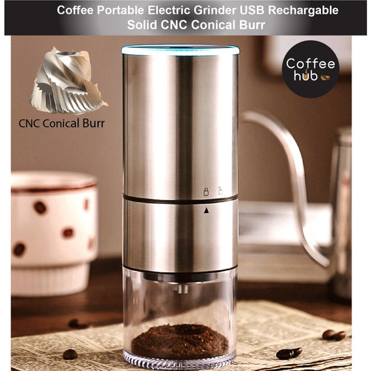 (Ready Stock)Coffee Portable Electric Coffee Grinder Automatic Type C USB Rechargeable CNC Burr Grind