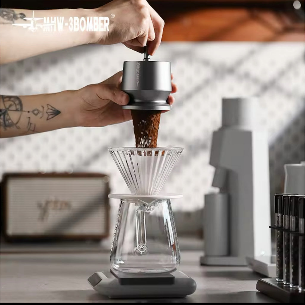 ( Ready Stock ) MHW-3BOMBER Espresso Dosing Cup With Stirrer Aluminium Alloy Coffee Dosing Funnel Portafilter