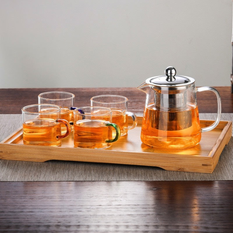 (Ready Stock)Tea Pot Jug Glass Heat Resistant With Lid Kettle Pot 950ml