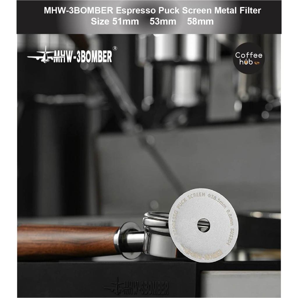 (Ready Stock)MHW-3BOMBER 51/53/58mm Espresso Puck Screen Double Layer Metal Coffee Reusable Filter Disc