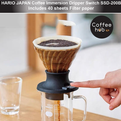 (READY STOCK)HARIO Coffee Immersion Brew Dripper Switch Glass Model SSD-200-B(With Filter Paper)