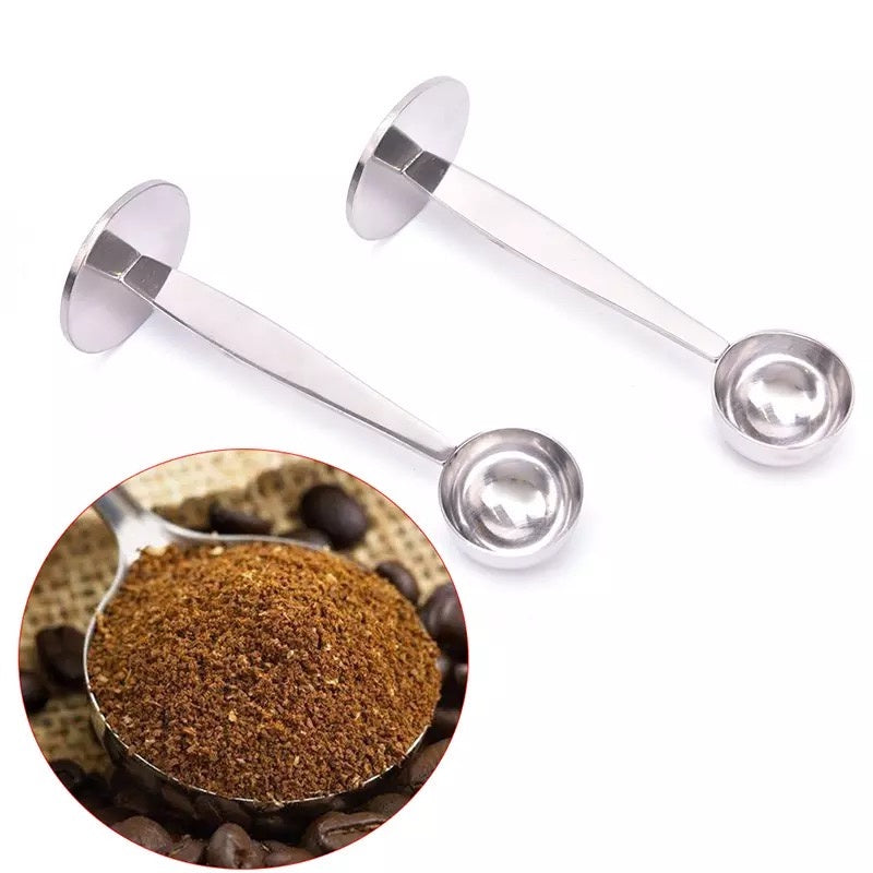 （Ready Stock)Coffee Powder Scoop and Coffee Powder Press Tamper 2 in 1 Function Stainless Steel Solid