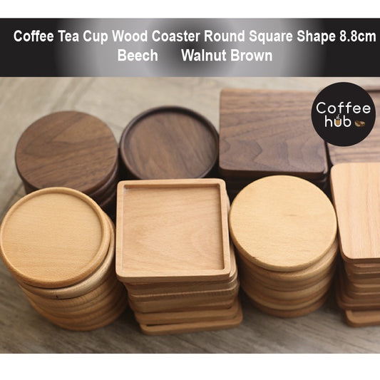 (READY STOCK) Coffee Cup Wood Coaster Square Round Resistant Heat Drink Mat Cup Pad Non Slip 8.8cm