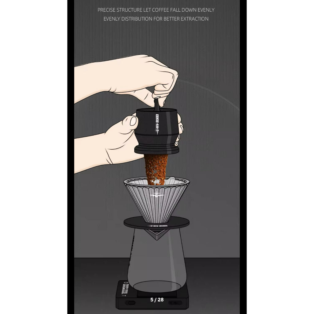 ( Ready Stock ) MHW-3BOMBER Espresso Dosing Cup With Stirrer Aluminium Alloy Coffee Dosing Funnel Portafilter