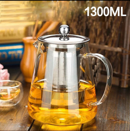 (Ready Stock)Tea Pot Jug Glass Heat Resistant With Lid Kettle Pot 950ml