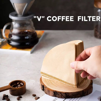 (Ready Stock)Coffee Filter Pour Over Paper V shape for V60 Dripper 01/02 Natural/White 50pcs 100pcs