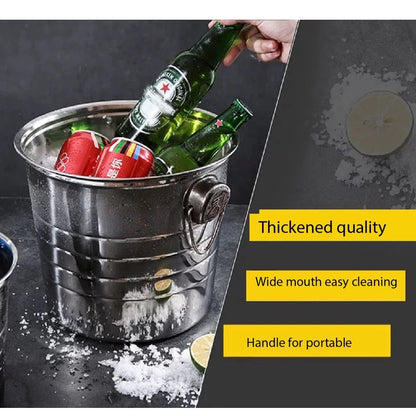 (READY STOCK)Ice Bucket Ice Cube Barrel Beer Champagne Wine Chiller Bottle Cooler Stainless Steel Steel 1L/3L Capacity