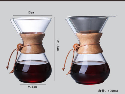 (Ready Stock)Coffee Espresso Hand Brew Drip Filter V60 Glass Pot With Reusable Stainless Steel Filter 400ml 500ml