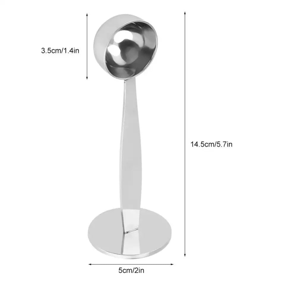 （Ready Stock)Coffee Powder Scoop and Coffee Powder Press Tamper 2 in 1 Function Stainless Steel Solid