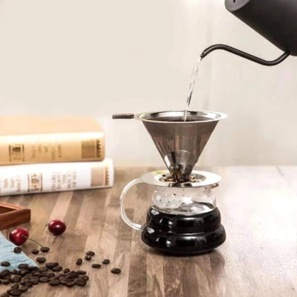 (Ready Stock)Coffee Filter Dripper V60 Stainless Steel Reusable Double Layer Mesh Paperless