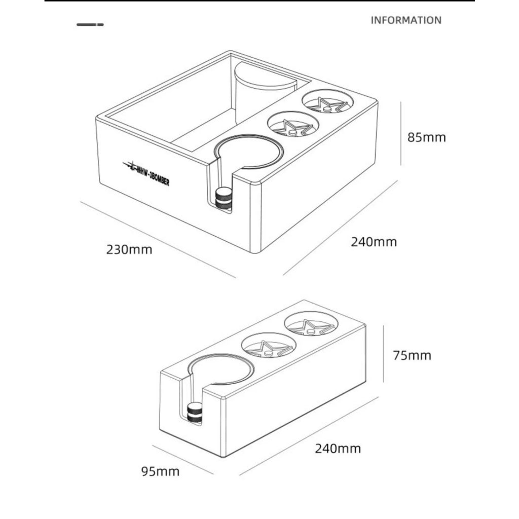 (Ready Stock)MHW-3BOMBER ABS 51/53/58mm Coffee Tamper Holder Knock Box Tamper Stand Barista Tools