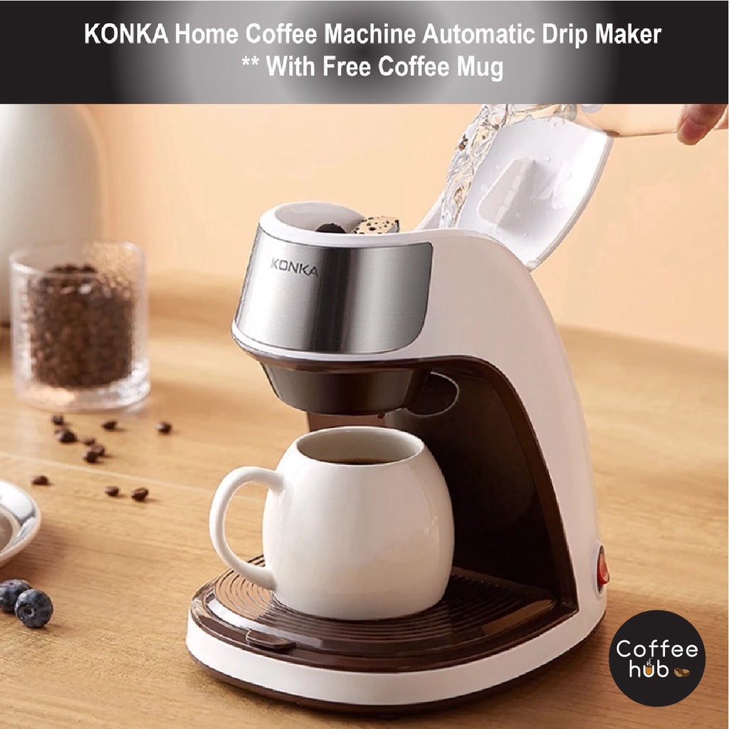 (Ready Stock)KONKA Americano Automatic Coffee Machine Maker Brew Coffee Drip Coffee and Tea Home Office Free Ceramic Cup