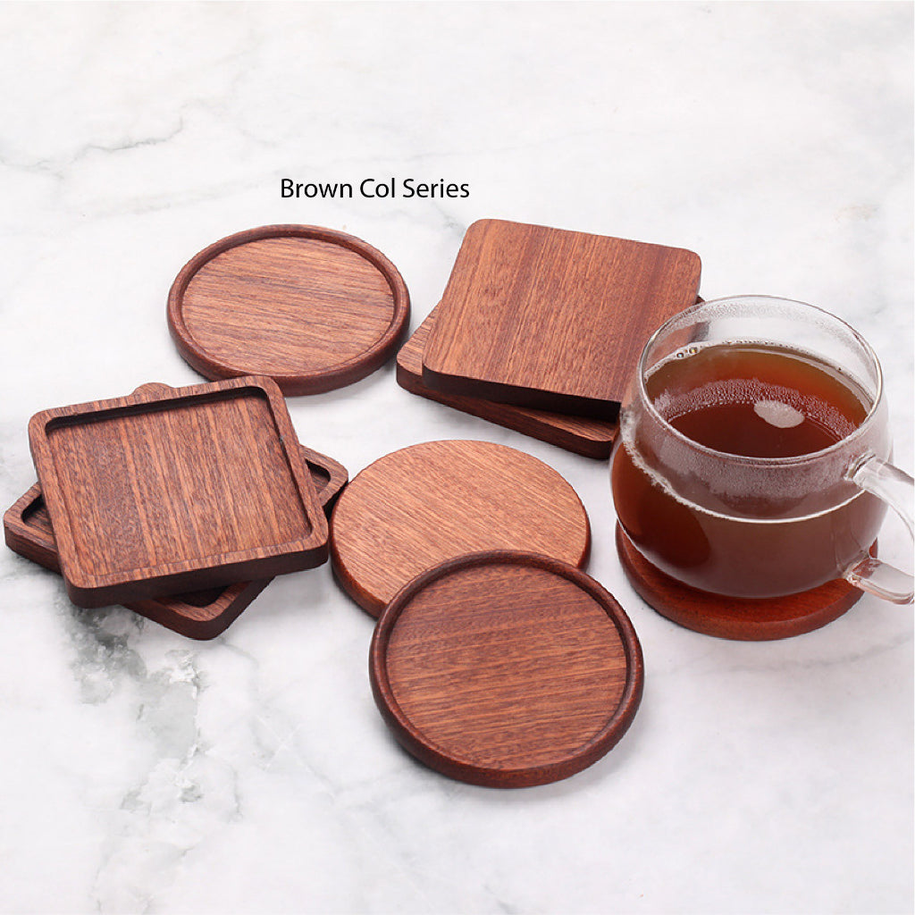 (READY STOCK) Coffee Cup Wood Coaster Square Round Resistant Heat Drink Mat Cup Pad Non Slip 8.8cm