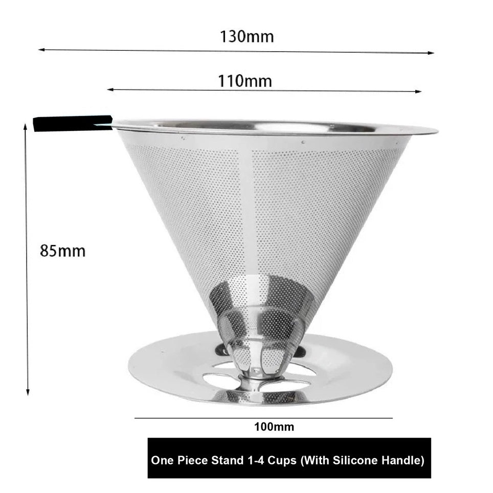 (Ready Stock)Coffee Filter Dripper V60 Stainless Steel Reusable Double Layer Mesh Paperless