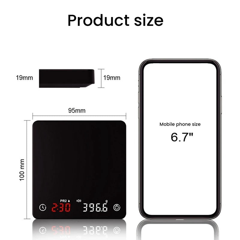 (Ready Stock)Espresso Coffee Digital Precision Smart Scale Food Scale With Timer Function LED Display Screen 2kg/0.1gram