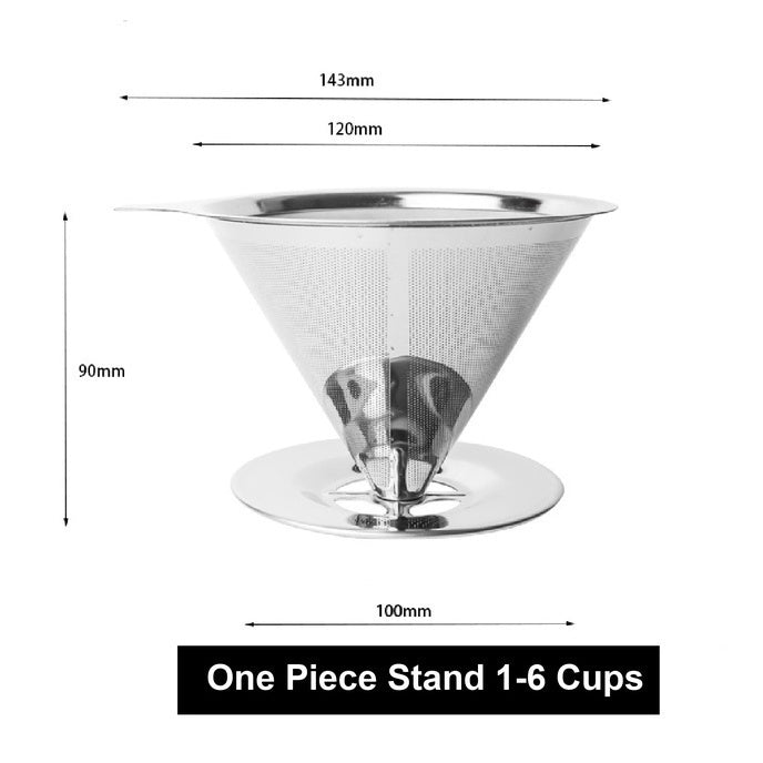 (Ready Stock)Coffee Filter Dripper V60 Stainless Steel Reusable Double Layer Mesh Paperless