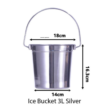 (READY STOCK)Ice Bucket Ice Cube Barrel Beer Champagne Wine Chiller Bottle Cooler Stainless Steel Steel 1L/3L Capacity