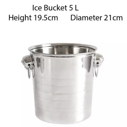 (READY STOCK)Ice Bucket Ice Cube Barrel Beer Champagne Wine Chiller Bottle Cooler Stainless Steel Steel 1L/3L Capacity