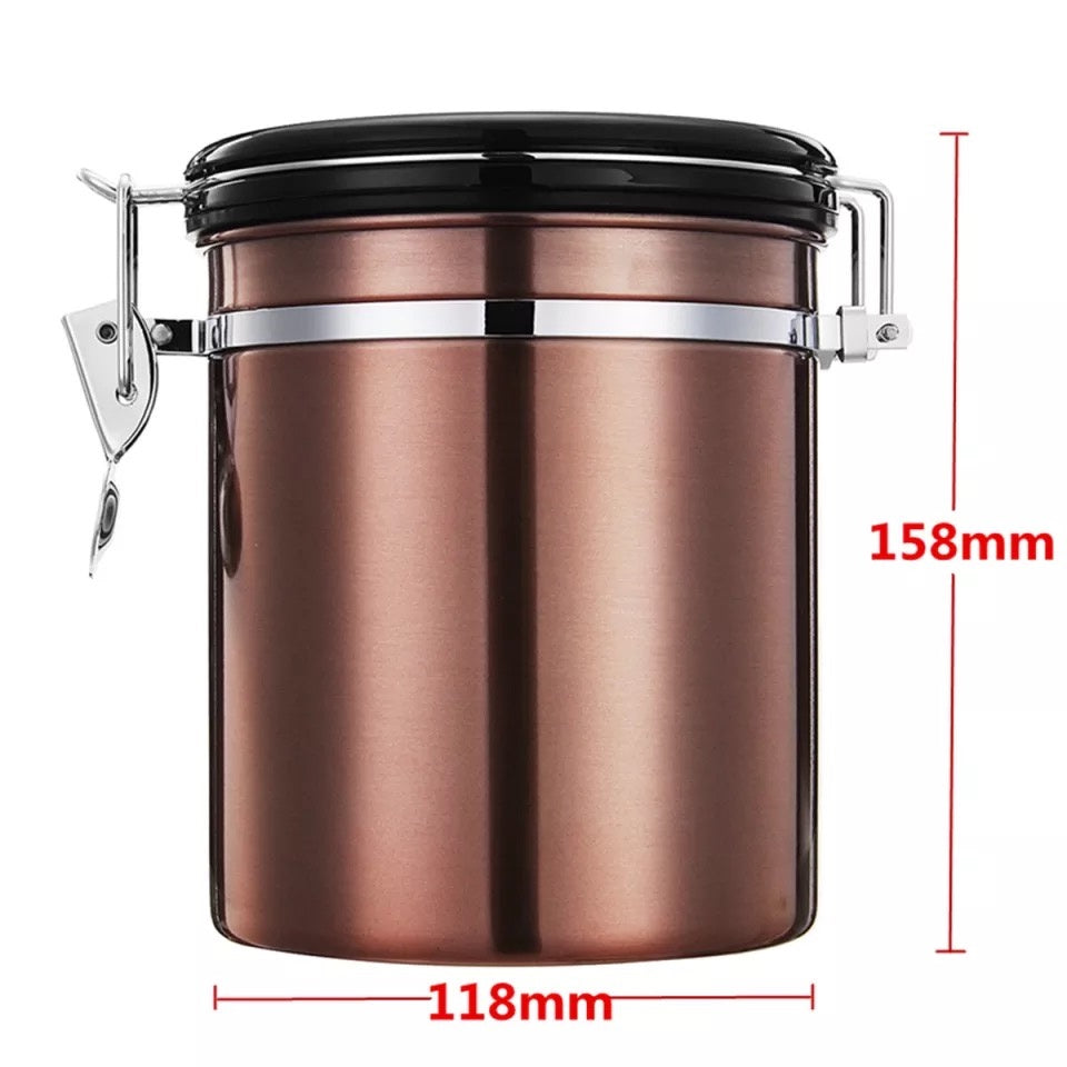 (Ready Stock)Espresso Coffee Beans Tea Container Storage Canister 1.5L 1.8L Stainless Steel Air Tight