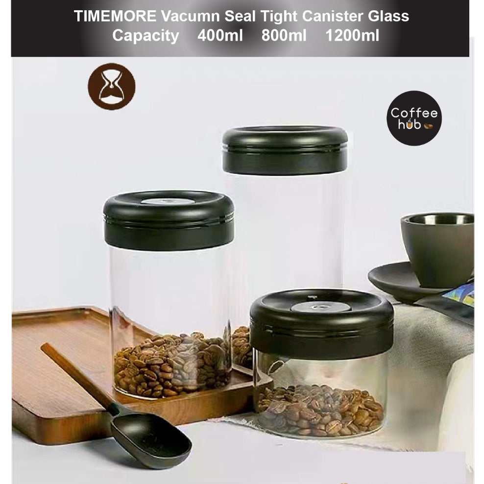 (Ready Stock)TIMEMORE Vacuum Sealed Glass Coffee Bean Canister Storage Various Size