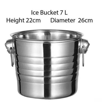 (READY STOCK)Ice Bucket Ice Cube Barrel Beer Champagne Wine Chiller Bottle Cooler Stainless Steel Steel 1L/3L Capacity