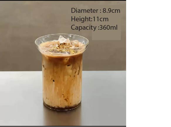 (READY STOCK)Coffee Latte Juice Drink Café IN Style Clear Tempered Tall Glass Cup Retro Thicken 350ml 550ml