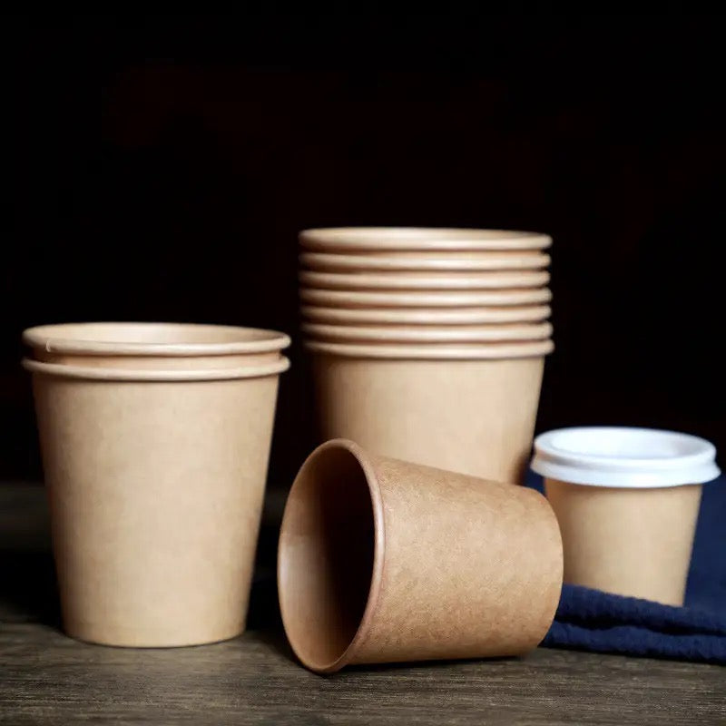 (Ready Stock)Coffee Tea Paper Cup Take Away Tasting High End Single Wall Disposable With Lid 8oz 12oz 16oz(±50pcs/bag))