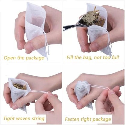 (Ready Stock)Tea Bag Filter Empty Drawstring Pouch Bag Seal Filter Cook Herb Spice Loose Coffee Pouch 50Pcs/Bag