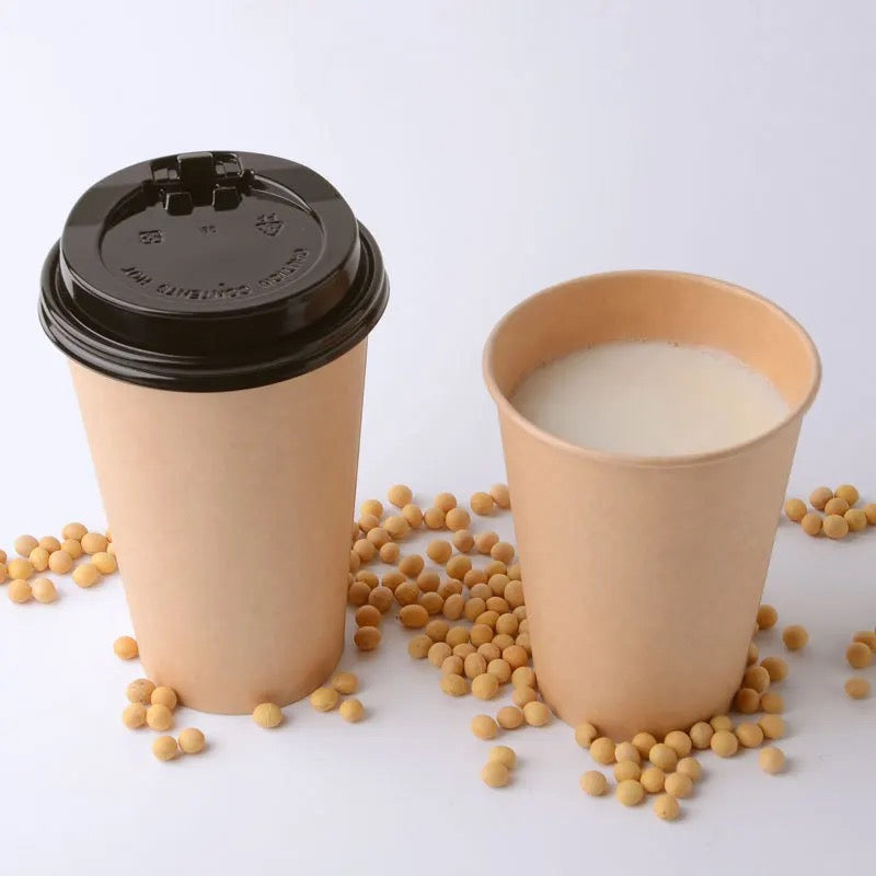 (Ready Stock)Coffee Tea Paper Cup Take Away Tasting High End Single Wall Disposable With Lid 8oz 12oz 16oz(±50pcs/bag))