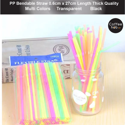 (READY STOCK)Coffee Tea PP Bendable Straw Café Supplies 0.6cm Diameter 27cm Length ±80pcs /100pcs Per Bag