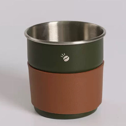 (Ready Stock)Coffee Mug Camping Outdoor Stainless Steel With Rubber PU Leather Cover 280ml