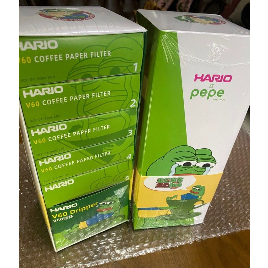 (Ready Stock)HARIO from Japan Pepe Sad Frog Joint Name Hand Made Coffee Filter Paper V60 Filter Cup Filtering Paper Bag