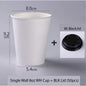 (Ready Stock)Coffee Tea Paper Cup Take Away Tasting High End Single Wall Disposable With Lid 8oz 12oz 16oz(±50pcs/bag))