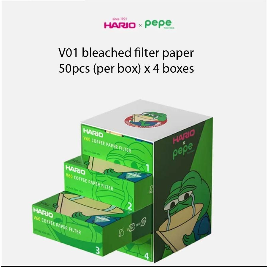 (Ready Stock)HARIO from Japan Pepe Sad Frog Joint Name Hand Made Coffee Filter Paper V60 Filter Cup Filtering Paper Bag