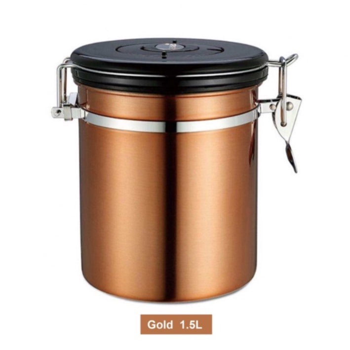 (Ready Stock)Espresso Coffee Beans Tea Container Storage Canister 1.5L 1.8L Stainless Steel Air Tight