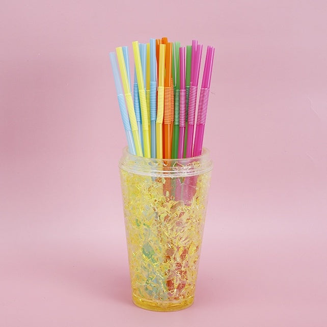 (READY STOCK)Coffee Tea PP Bendable Straw Café Supplies 0.6cm Diameter 27cm Length ±80pcs /100pcs Per Bag