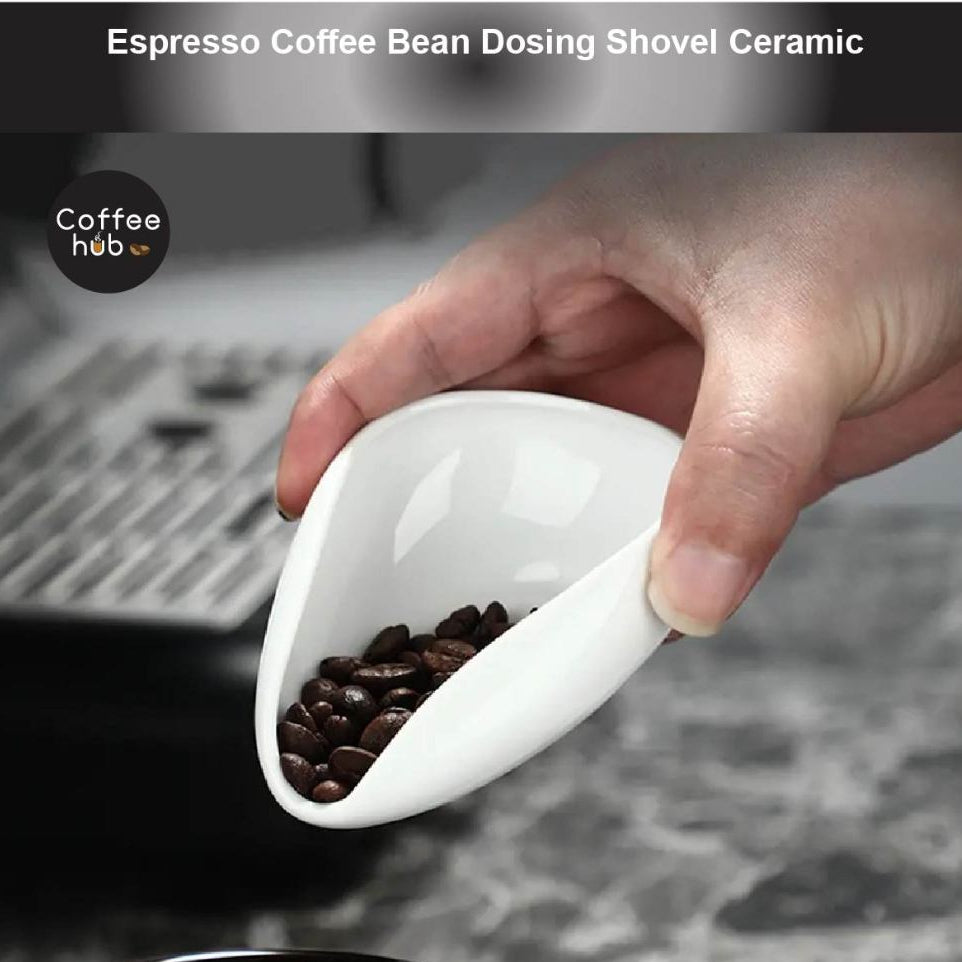 (Ready Stock)Coffee Beans Dose Tray Pure White Ceramic Bean Scoop Shovel