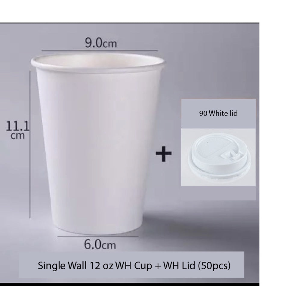 (Ready Stock)Coffee Tea Paper Cup Take Away Tasting High End Single Wall Disposable With Lid 8oz 12oz 16oz(±50pcs/bag))