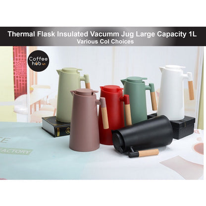 (READY STOCK)Thermal Insulation Kettle Vacuum Jug Flask Glass Liner Hot Water Bottle Large Capacity 1L Nordic Design