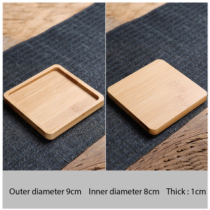 (READY STOCK) Coffee Cup Wood Coaster Square Round Resistant Heat Drink Mat Cup Pad Non Slip 8.8cm