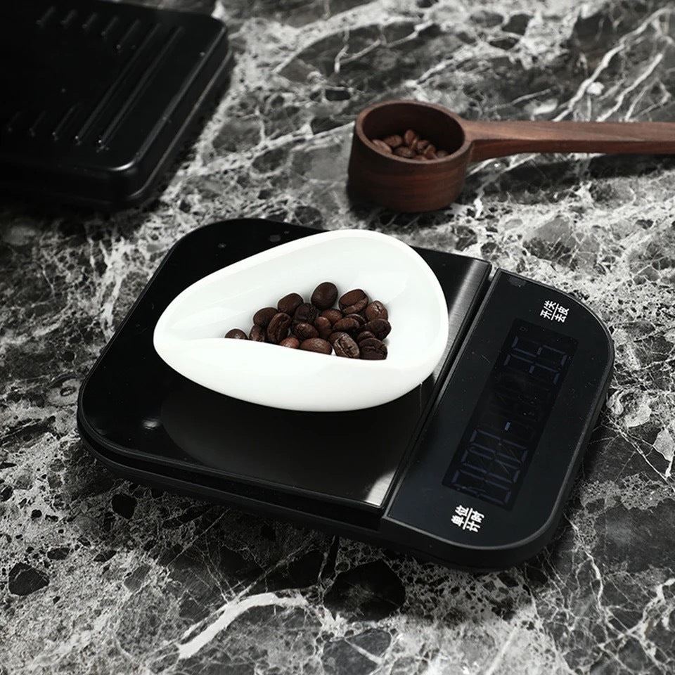 (Ready Stock)Coffee Beans Dose Tray Pure White Ceramic Bean Scoop Shovel