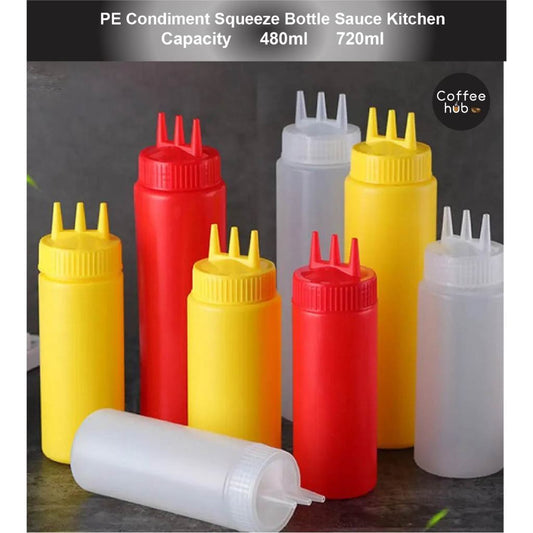 (Ready Stock)Condiment Squeeze Bottles For Ketchup Mustard Mayo Kitchen 450ml 480ml 680ml 720ml