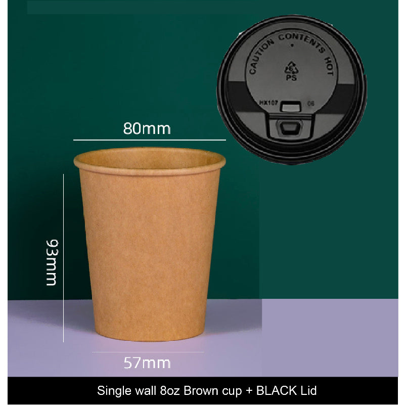 (Ready Stock)Coffee Tea Paper Cup Take Away Tasting High End Single Wall Disposable With Lid 8oz 12oz 16oz(±50pcs/bag))