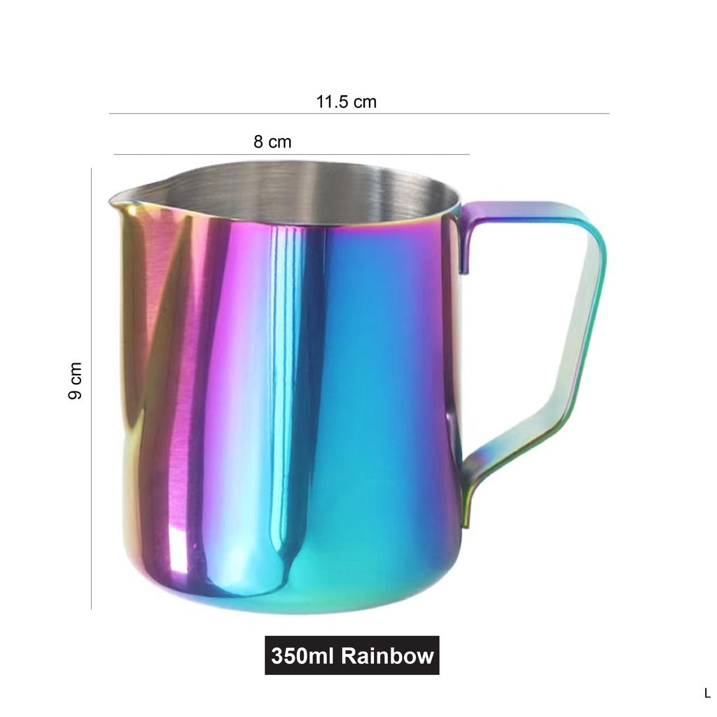 (Ready Stock)Coffee Espresso Milk Frothing Pitcher Jug Stainless Steel Teflon Rainbow 350ml |550ml| 600ml