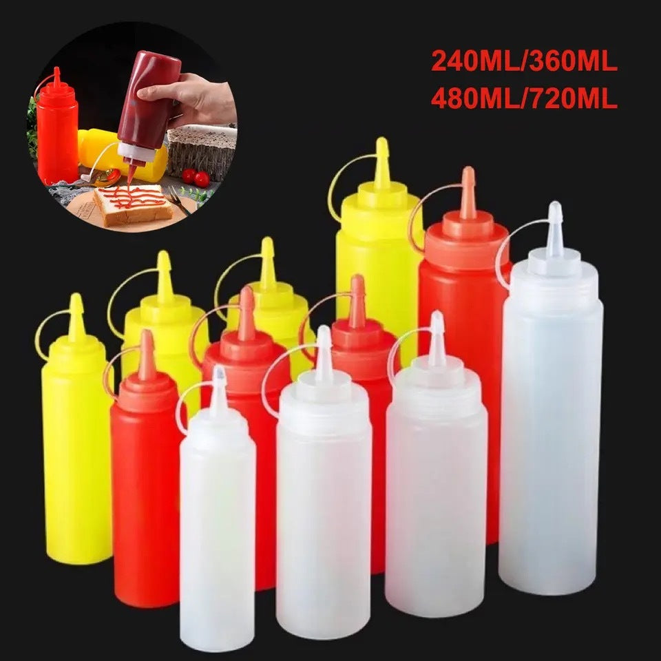 (Ready Stock)Condiment Squeeze Bottles For Ketchup Mustard Mayo Kitchen 450ml 480ml 680ml 720ml