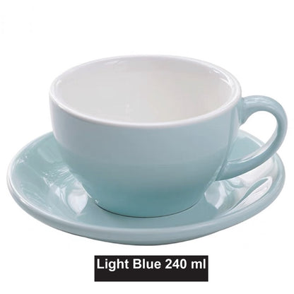 (Ready Stock)Coffee Espresso Latte Cup Ceramic Thick 210 ml  240ml 300ml with Saucer Multi Glossy Color Matt Colour