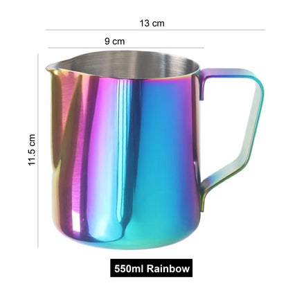 (Ready Stock)Coffee Espresso Milk Frothing Pitcher Jug Stainless Steel Teflon Rainbow 350ml |550ml| 600ml