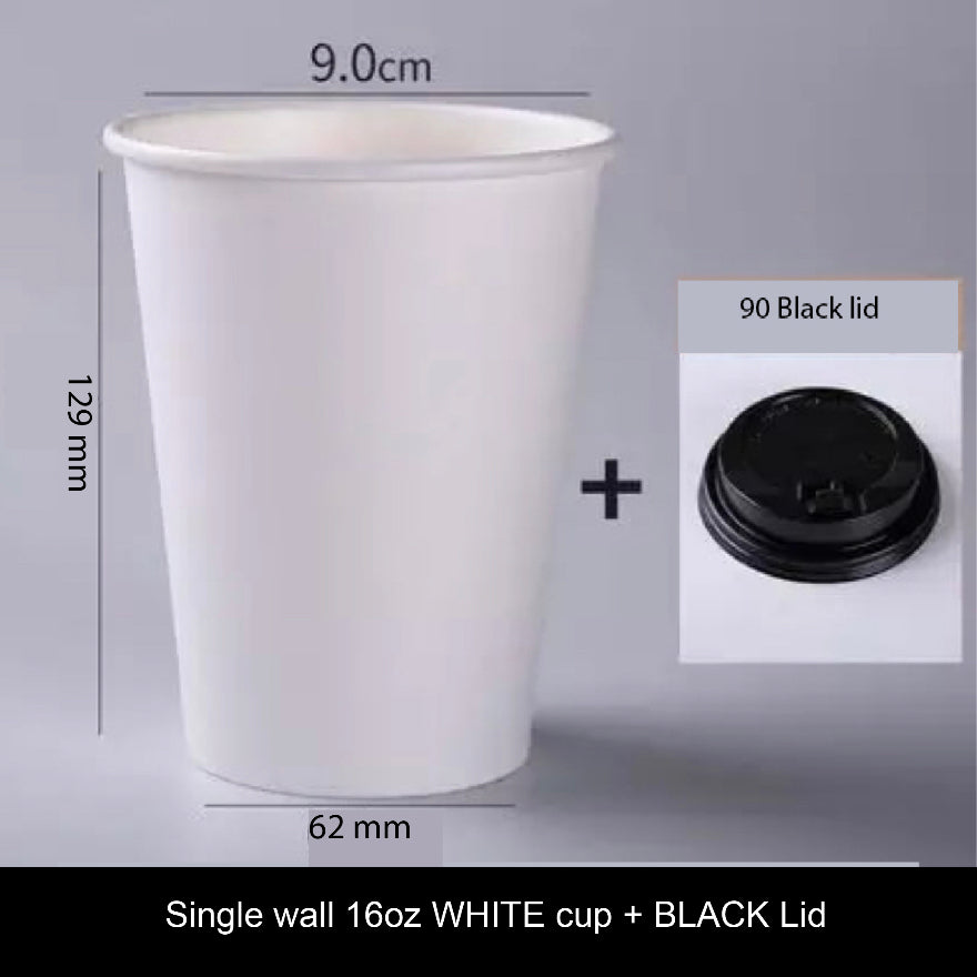 (Ready Stock)Coffee Tea Paper Cup Take Away Tasting High End Single Wall Disposable With Lid 8oz 12oz 16oz(±50pcs/bag))