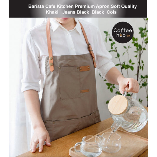 (READY STOCK)Cafe Barista Kitchen Premium Apron Unisex With Two Waist Pocket Adjustable Length Various Cols