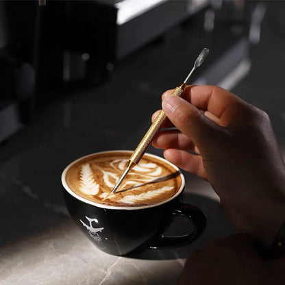 (Ready Stock)Espresso Coffee Latte Art Etching Needle Pen Cum Spatula Barista Tools Stainless Steel